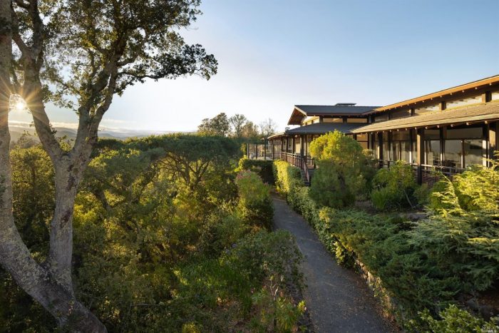 Japanese-inspired Mid-Century modern design estate with landscape in foreground