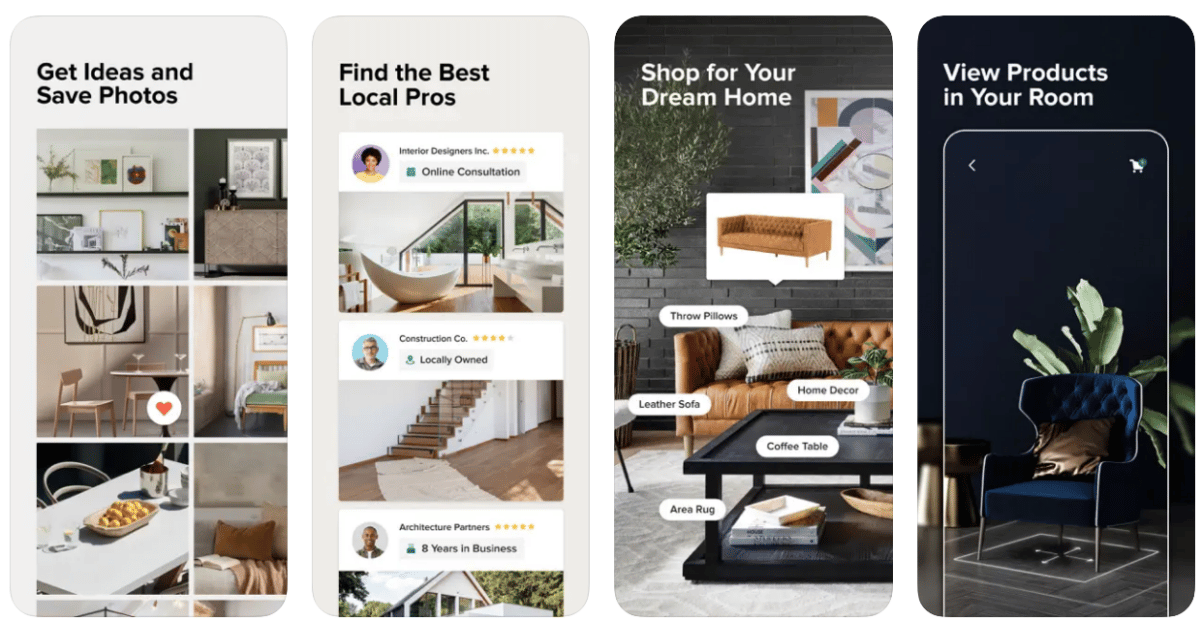 Houzz app displayed on cell phones
