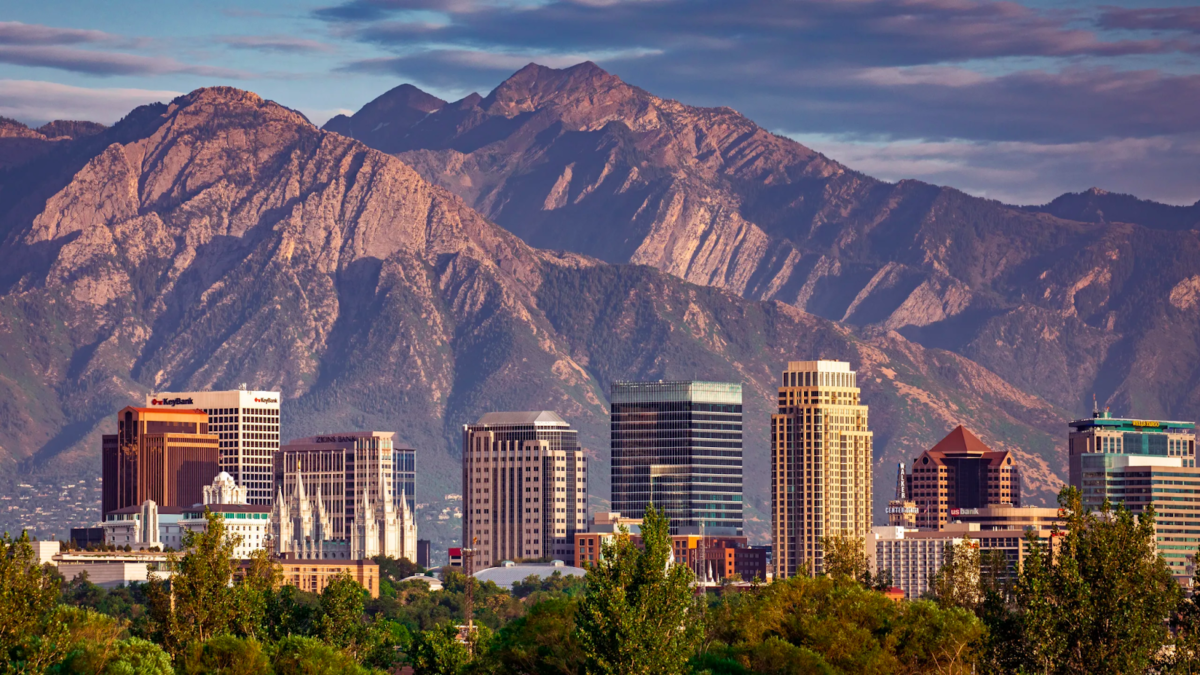 Skyline image with mountain backdrop